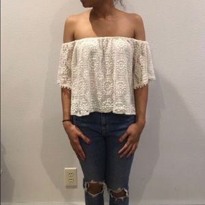 Cute Lace Off the Shoulder Top
